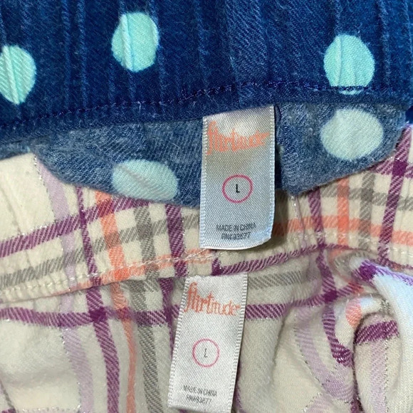 FLIRTITUDE pajama pants elastic waistband decorative drawstring 2 pairs SZ L - Picture 2 of 16